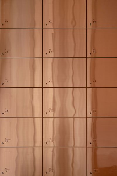 Rose-gold plated lockers.